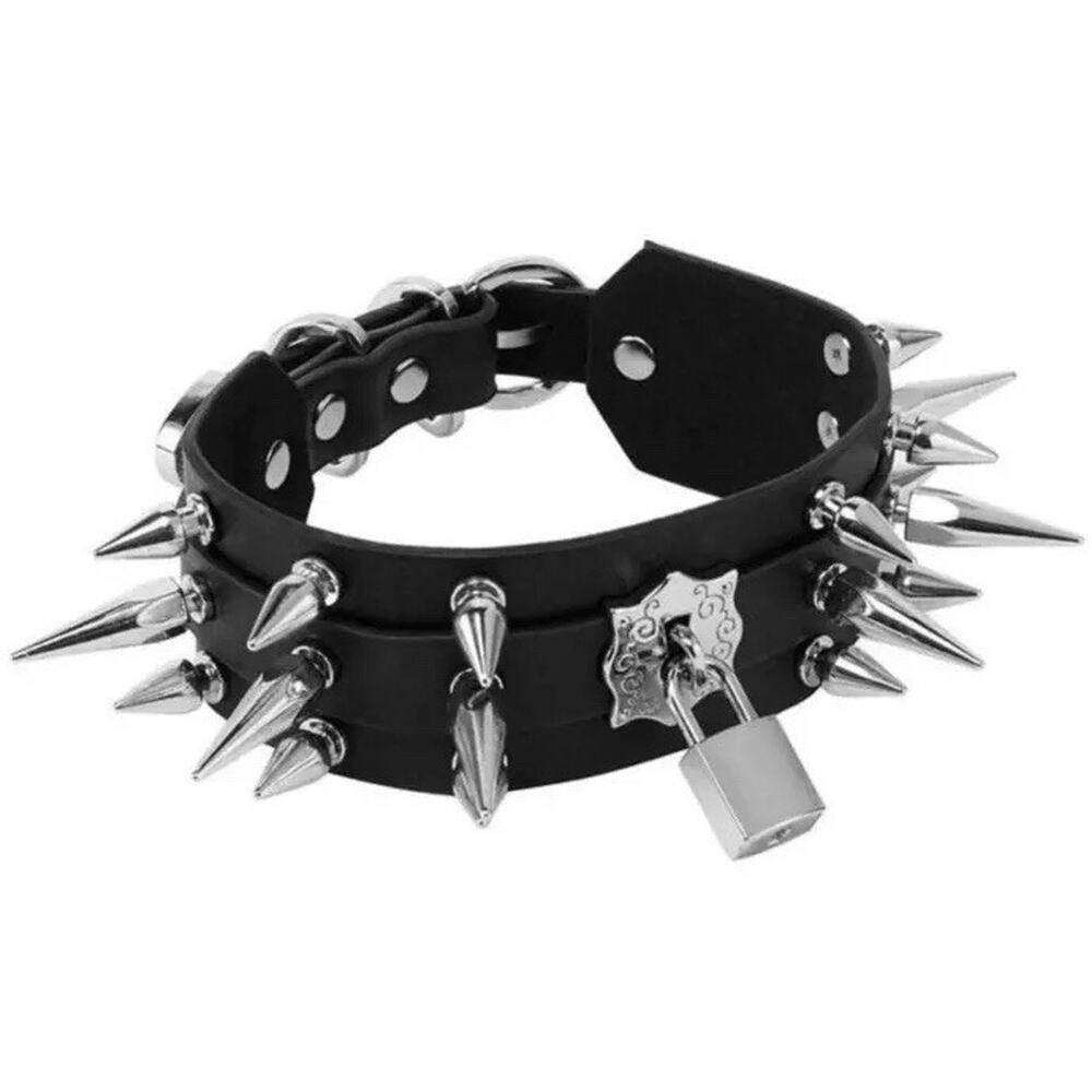 Killstar Spiked Padlock Choker Collar Black Silver Goth Punk Alt Halloween